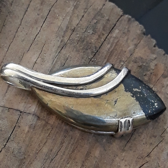 Pyrite in Magnetite Sterling Silver Pendant - Picture 2 of 6